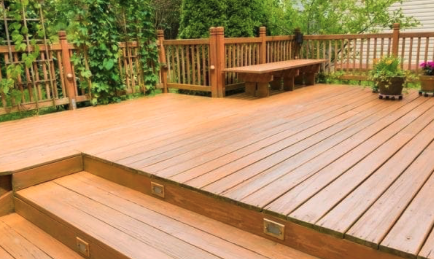 Multi-level wood deck installation in Powell, OH